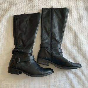 Black leather boots